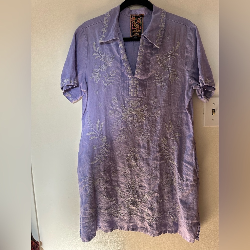 Johnny Was Embroidered Linen Dress